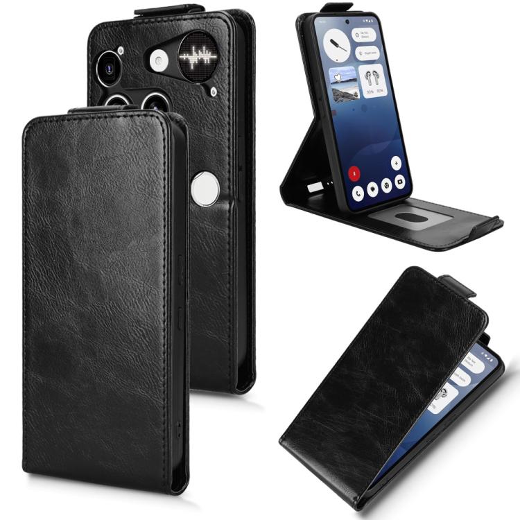 

For Nothing Phone 3 Magnetic Vertical Flip Leather Phone Case with Buckle(Black)