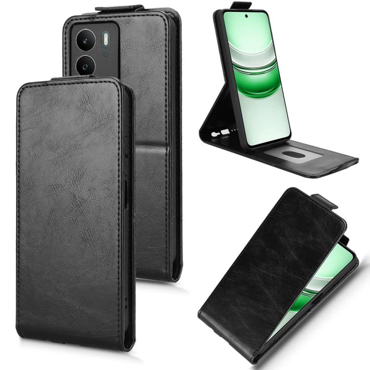 

For Realme C71 4G Magnetic Vertical Flip Leather Phone Case with Buckle(Black)