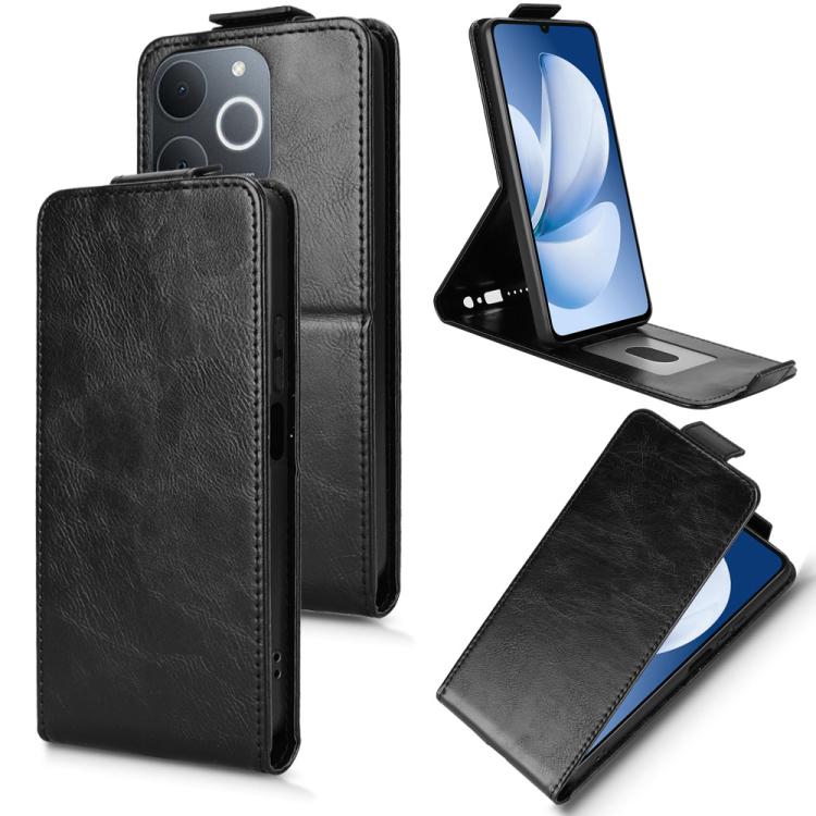 

For Realme C71 4G India / Note 70T 4G Magnetic Vertical Flip Leather Phone Case with Buckle(Black)