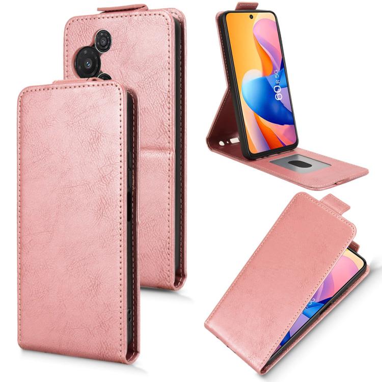 

For TCL 60R 5G / 60 5G Magnetic Vertical Flip Leather Phone Case with Buckle(Rose Gold)