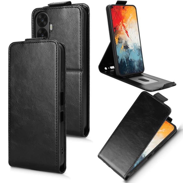 For TCL K70 NxtPaper 5G Magnetic Vertical Flip Leather Phone Case with Buckle(Black)