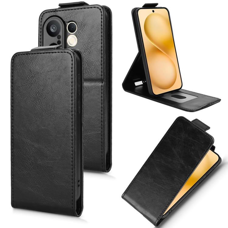 

For vivo X200 FE / S30 Pro mini Magnetic Vertical Flip Leather Phone Case with Buckle(Black)