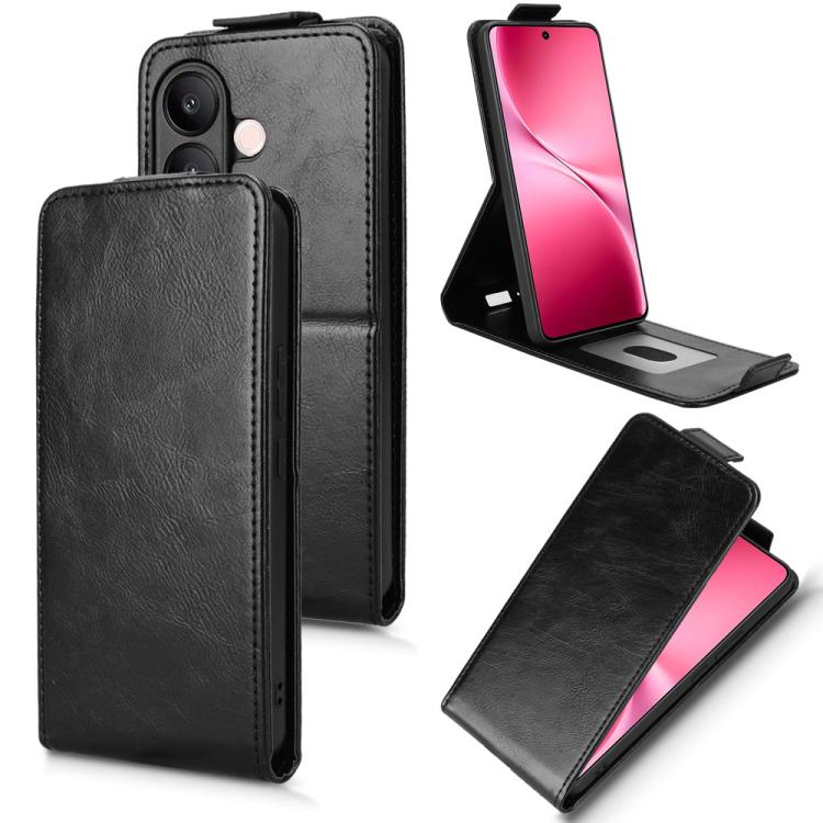 

For vivo V60 Lite 4G / 5G Magnetic Vertical Flip Leather Phone Case with Buckle(Black)