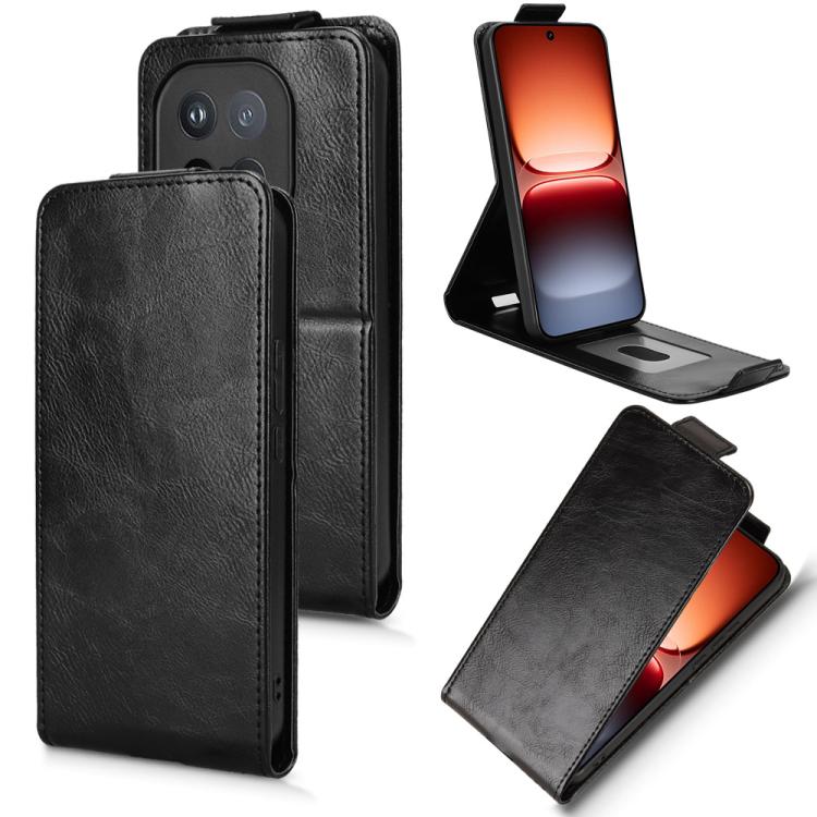 For vivo iQOO 15 Magnetic Vertical Flip Leather Phone Case with Buckle(Black)