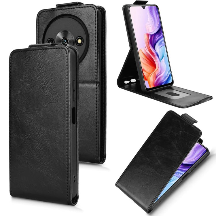 

For ZTE Blade A76 5G Magnetic Vertical Flip Leather Phone Case with Buckle(Black)