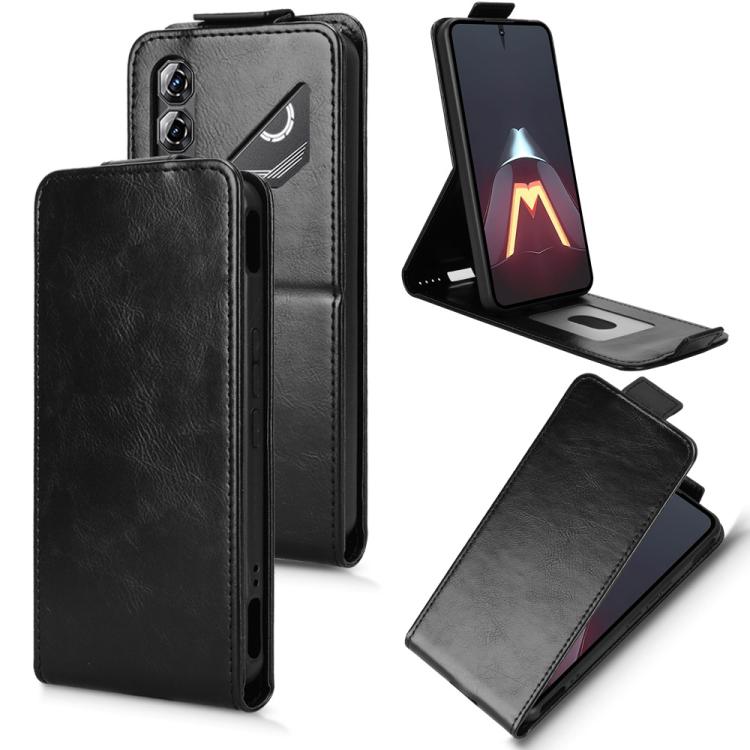 

For ZTE nubia Neo 5 Pro 5G Magnetic Vertical Flip Leather Phone Case with Buckle(Black)