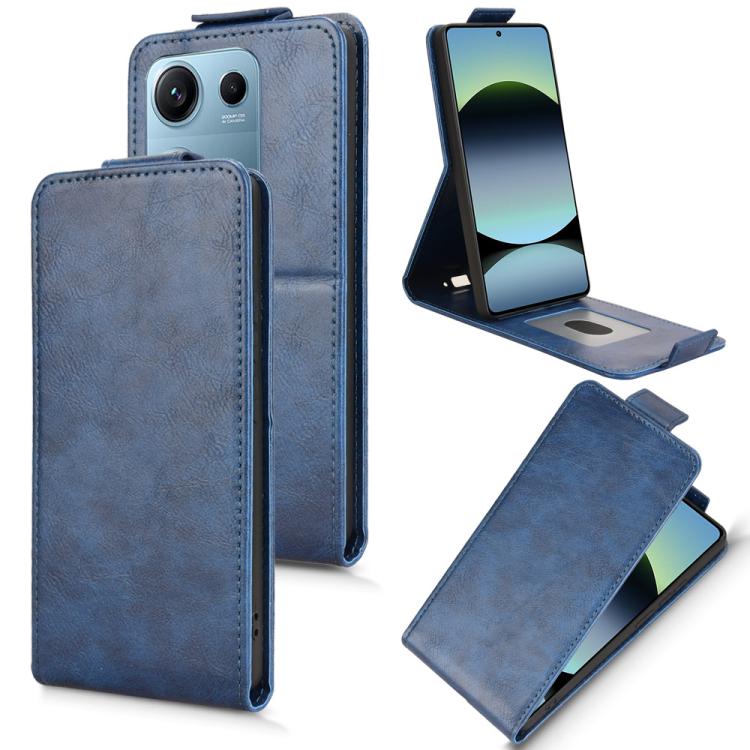 

For Redmi Note 14S / Note 13 Pro 4G Magnetic Vertical Flip Leather Phone Case with Buckle(Blue)
