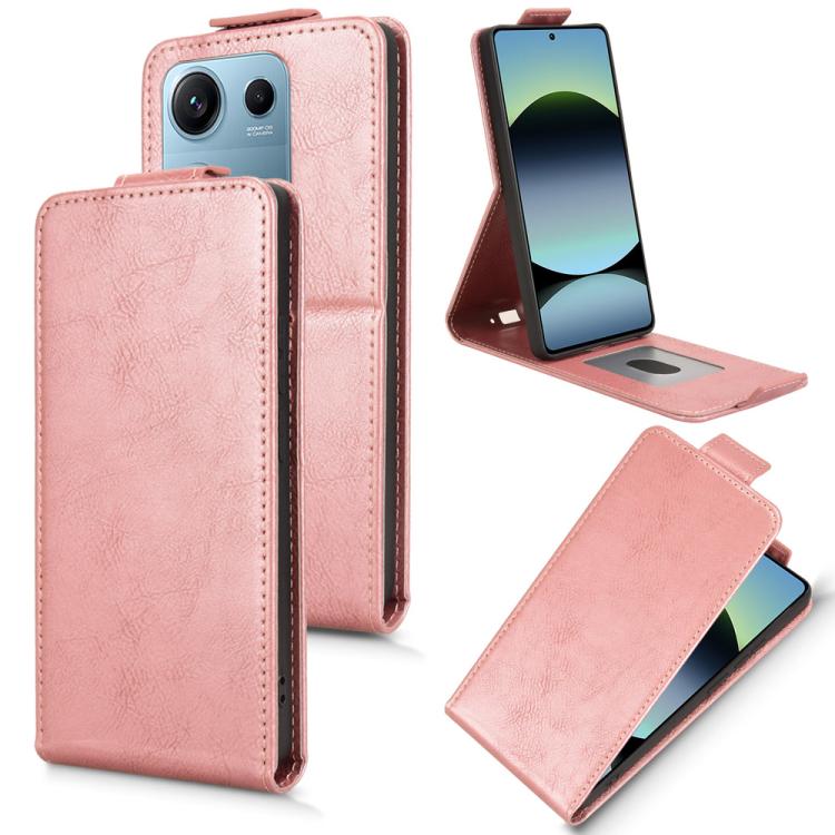 

For Redmi Note 14S / Note 13 Pro 4G Magnetic Vertical Flip Leather Phone Case with Buckle(Rose Gold)