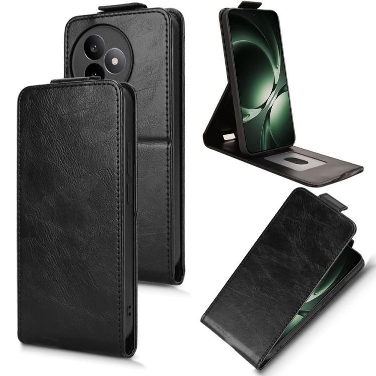 

For Redmi K80 Ultra Magnetic Vertical Flip Leather Phone Case with Buckle(Black)