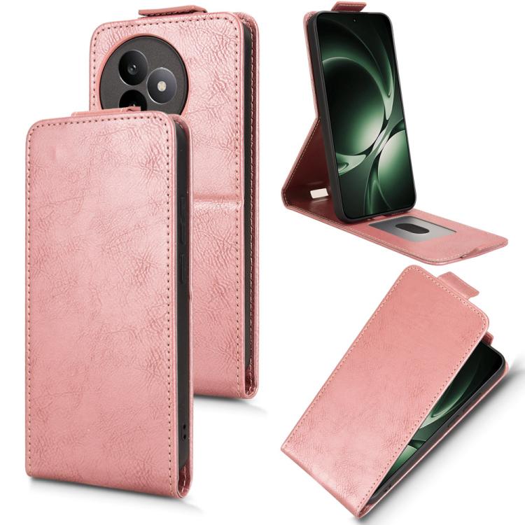 

For Redmi K80 Ultra Magnetic Vertical Flip Leather Phone Case with Buckle(Rose Gold)