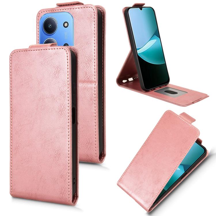 

For Redmi 15C 5G / 4G Global 171mm / Poco C85 4G Magnetic Vertical Flip Leather Phone Case with Buckle(Rose Gold)