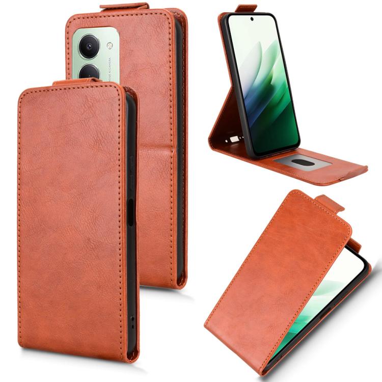 

For Redmi 15 5G / 4G EU 171mm Magnetic Vertical Flip Leather Phone Case with Buckle(Brown)