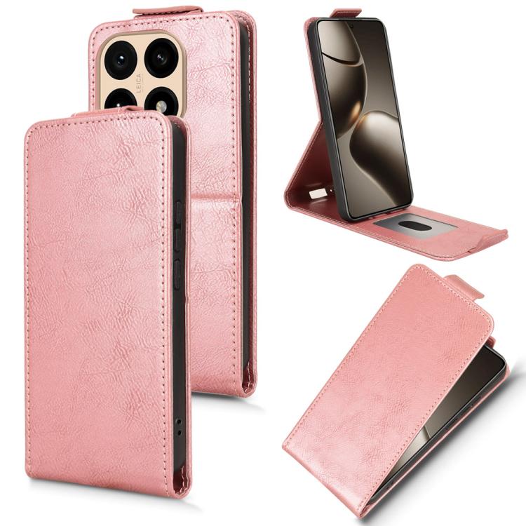 

For Xiaomi 15T 5G Magnetic Vertical Flip Leather Phone Case with Buckle(Rose Gold)