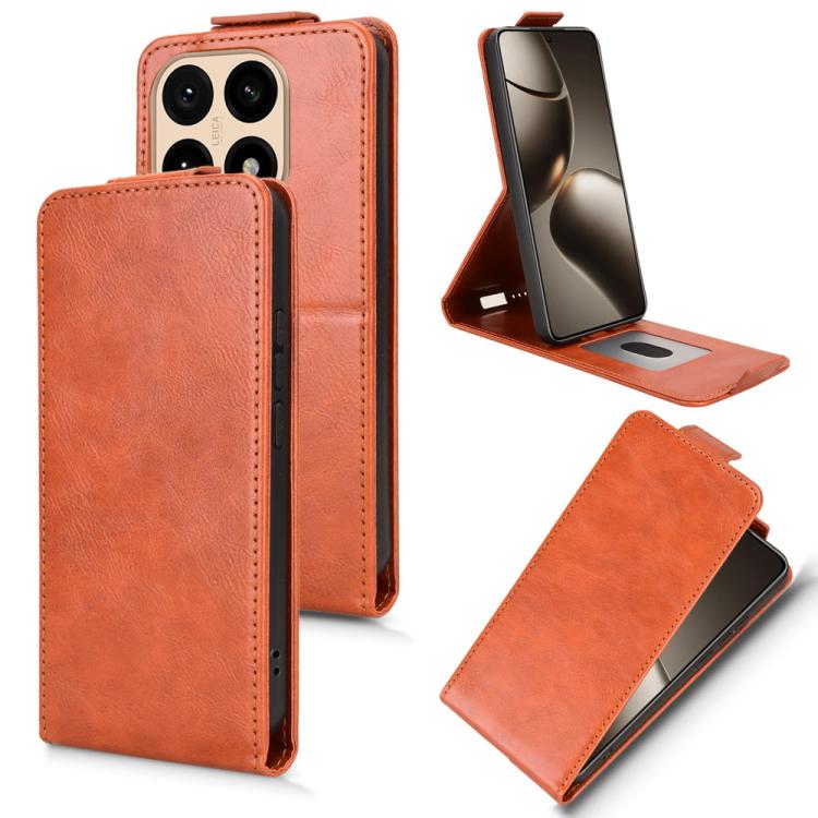 

For Xiaomi 15T 5G Magnetic Vertical Flip Leather Phone Case with Buckle(Brown)