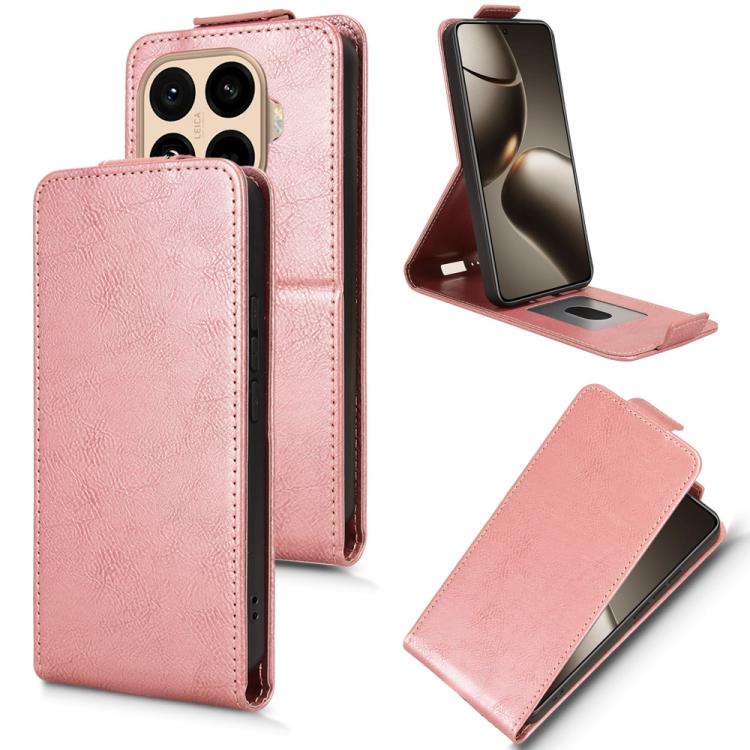 

For Xiaomi 15T Pro 5G Magnetic Vertical Flip Leather Phone Case with Buckle(Rose Gold)