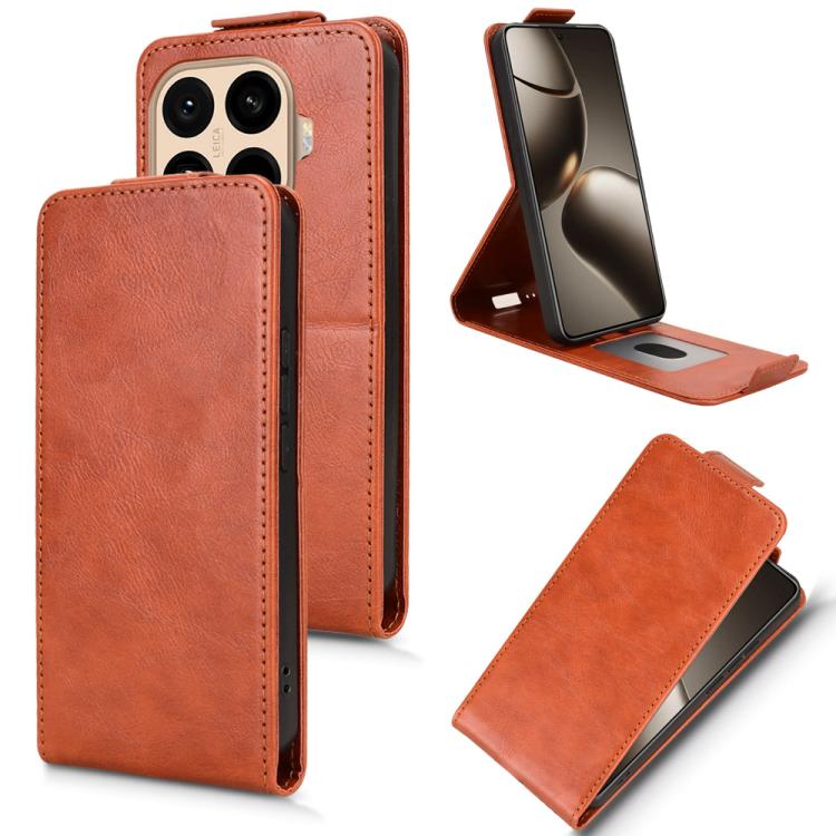 

For Xiaomi 15T Pro 5G Magnetic Vertical Flip Leather Phone Case with Buckle(Brown)