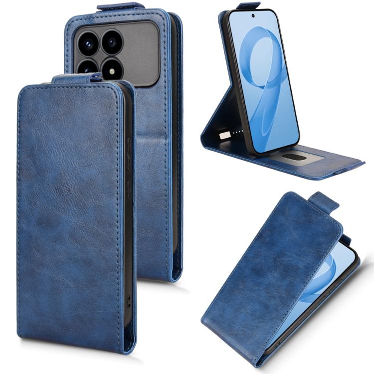 

For Redmi K90 5G / Poco F8 Pro Magnetic Vertical Flip Leather Phone Case with Buckle(Blue)