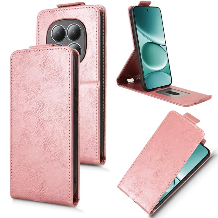 

For Redmi Note 15 Pro 4G Global 163.2mm Magnetic Vertical Flip Leather Phone Case with Buckle(Rose Gold)