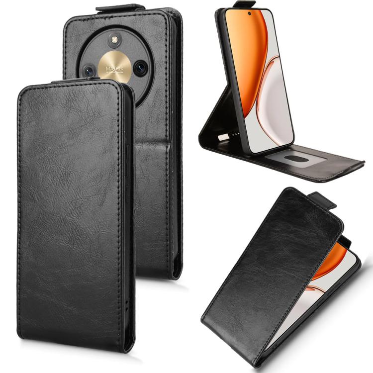 

For Honor X70 5G / X9d Magnetic Vertical Flip Leather Phone Case with Buckle(Black)