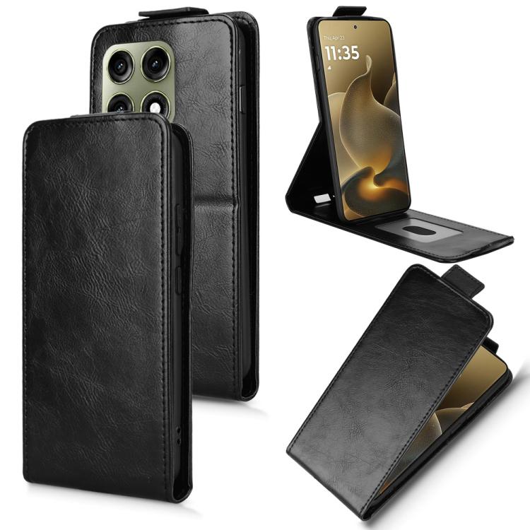 

For Motorola Edge 70 Pro 5G Magnetic Vertical Flip Leather Phone Case with Buckle(Black)