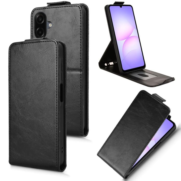 

For Samsung Galaxy A07 4G Magnetic Vertical Flip Leather Phone Case with Buckle(Black)