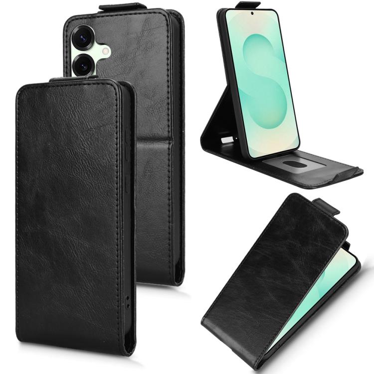 

For Samsung Galaxy S25 FE 5G Magnetic Vertical Flip Leather Phone Case with Buckle(Black)