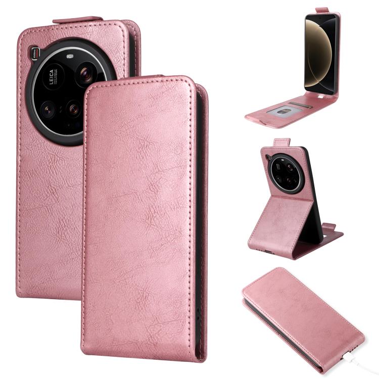 

For Xiaomi 15 Ultra 5G Magnetic Vertical Flip Leather Phone Case with Buckle(Rose Gold)