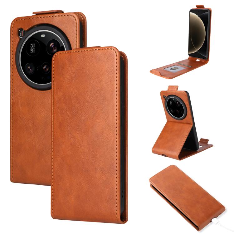 

For Xiaomi 15 Ultra 5G Magnetic Vertical Flip Leather Phone Case with Buckle(Brown)