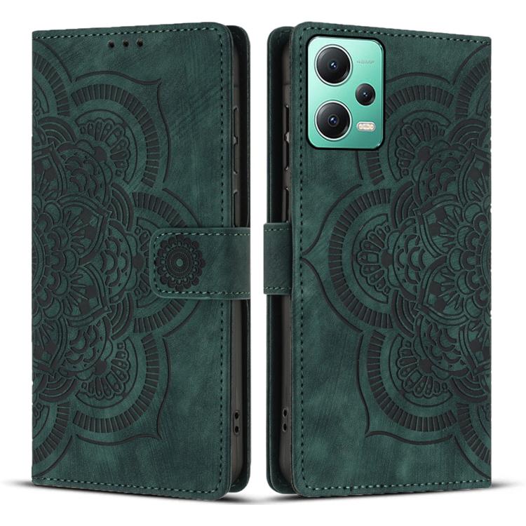 

For Xiaomi Poco X5 / Redmi Note 12 5G Mandala Embossed Retro Frosted Leather Phone Case(Green)