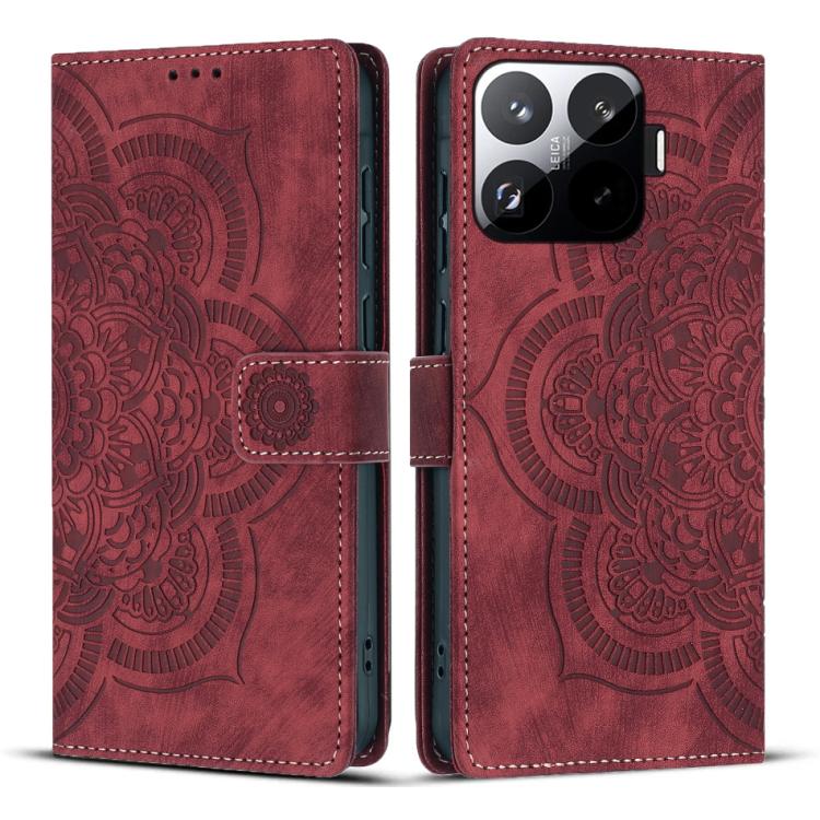 

For Xiaomi 15T Pro 5G Mandala Embossed Retro Frosted Leather Phone Case(Red)