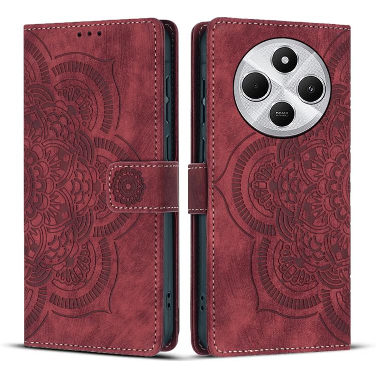 

For Redmi 14C / A4 5G Mandala Embossed Retro Frosted Leather Phone Case(Red)