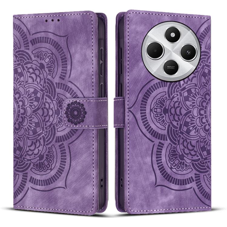 

For Redmi 14C / A4 5G Mandala Embossed Retro Frosted Leather Phone Case(Purple)