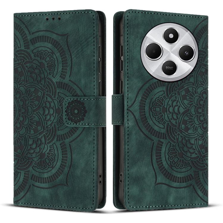 

For Redmi 14C / A4 5G Mandala Embossed Retro Frosted Leather Phone Case(Green)