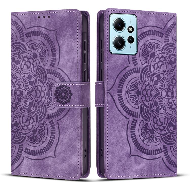 

For Redmi Note 12 4G Mandala Embossed Retro Frosted Leather Phone Case(Purple)
