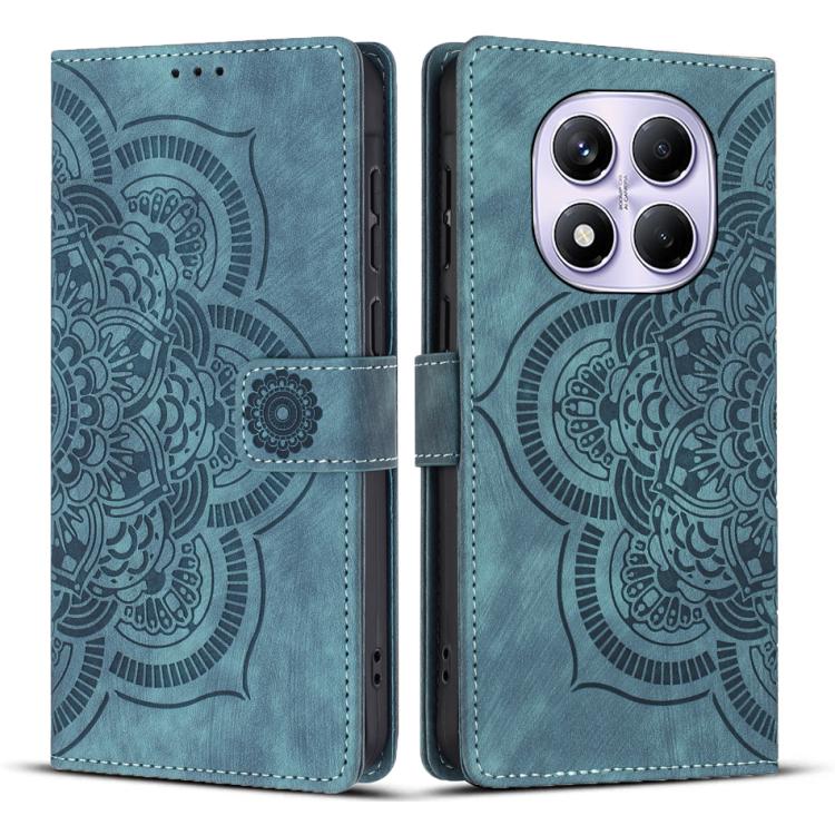 

For Redmi Note 14 Pro 5G Mandala Embossed Retro Frosted Leather Phone Case(Blue)