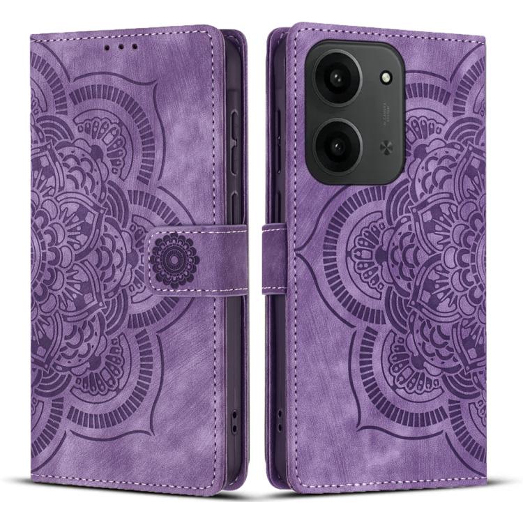 

For Redmi 15C 5G / 4G EU 173mm Mandala Embossed Retro Frosted Leather Phone Case(Purple)