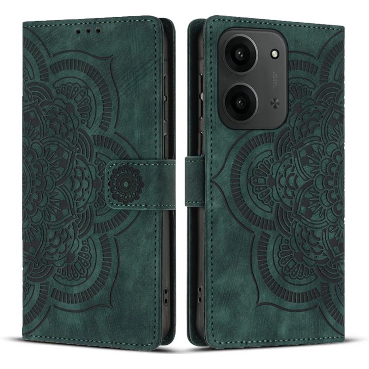 

For Redmi 15C 5G / 4G EU 173mm Mandala Embossed Retro Frosted Leather Phone Case(Green)