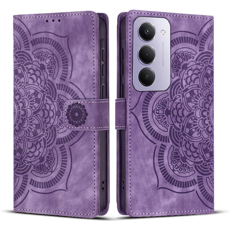 

For Redmi 15 5G Global / 4G SEA 169.5mm Mandala Embossed Retro Frosted Leather Phone Case(Purple)
