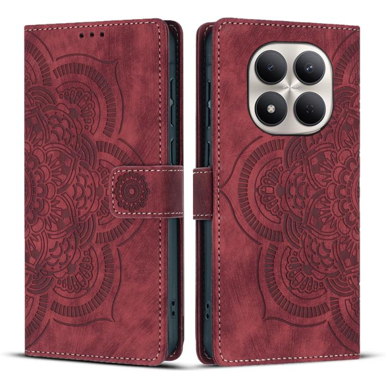 

For Redmi Note 15 Pro 5G Global 163.6mm Mandala Embossed Retro Frosted Leather Phone Case(Red)
