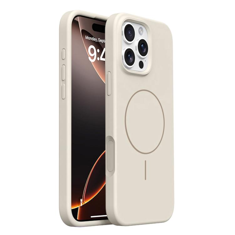 

For iPhone 16 Pro Integrated Button Liquid Silicone Phone MagSafe Case(Antique White)