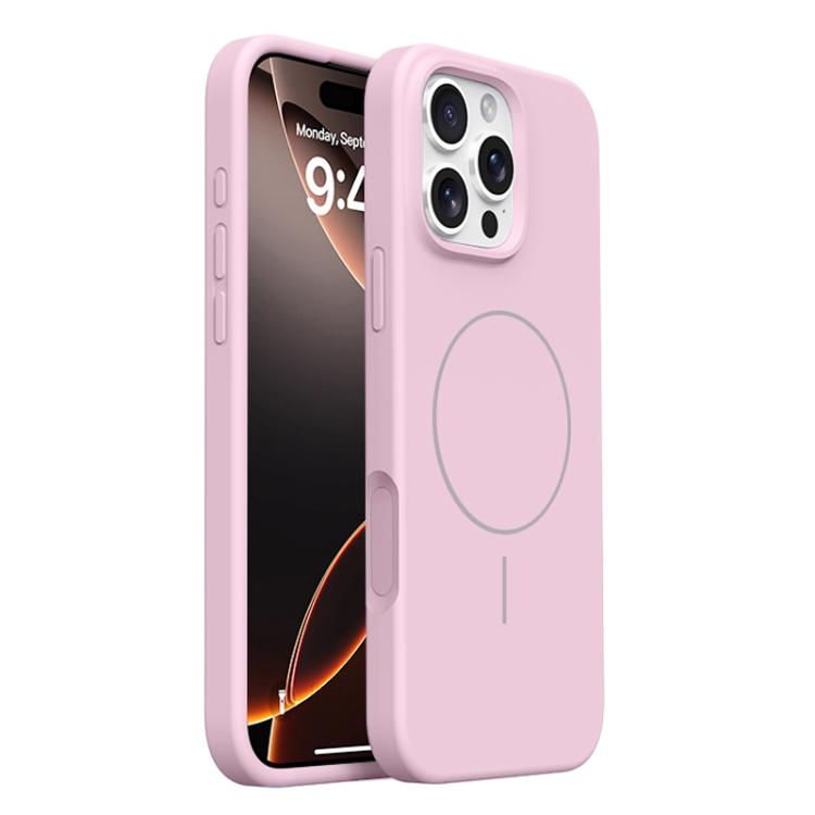 

For iPhone 16 Pro Integrated Button Liquid Silicone Phone MagSafe Case(Cherry Pink)