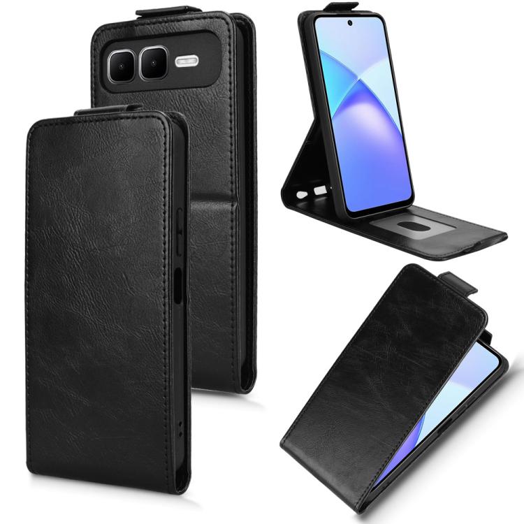 

For Infinix Smart 10 Plus 4G Magnetic Vertical Flip Leather Phone Case with Buckle(Black)