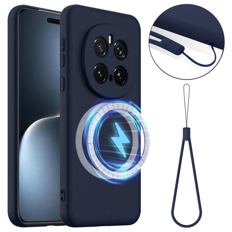 

For Honor Magic7 Pro Shockproof Silicone Magsafe Phone Case(Navy Blue)