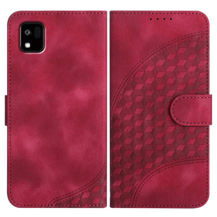 

For Kyocera Kantan Sumaho3 A205KC YX0060 Elephant Head Embossed Phone Leather Case with Lanyard(Rose Red)