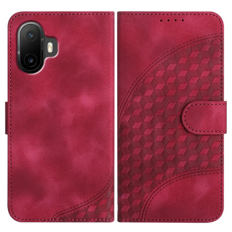 For TCL K70 5G Elephant Head Embossed Phone Leather Case with Lanyard(Rose Red)