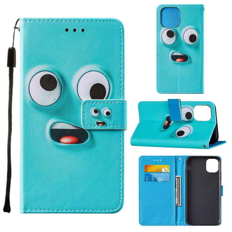 

For iPhone 12 / 12 Pro Cross Texture Painting Pattern Horizontal Flip Leather Case with Holder & Card Slots & Wallet & Lanyard(Big Eyed)