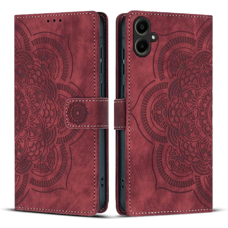 

For Samsung Galaxy A07 4G / A06 4G Mandala Embossed Retro Frosted Leather Phone Case(Red)