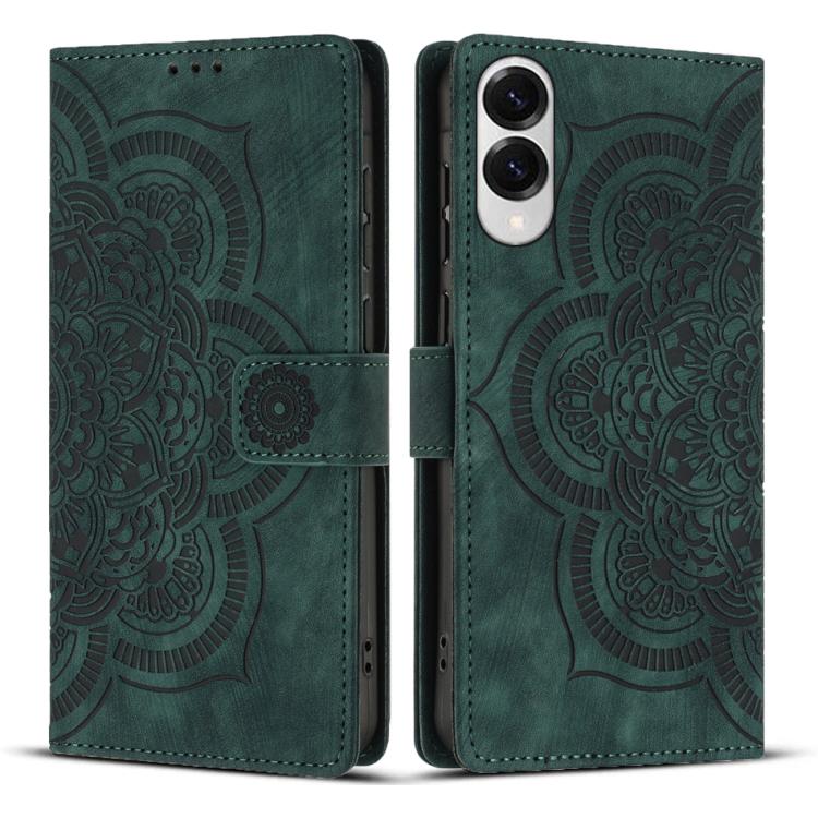 

For Samsung Galaxy S25 Edge 5G Mandala Embossed Retro Frosted Leather Phone Case(Green)