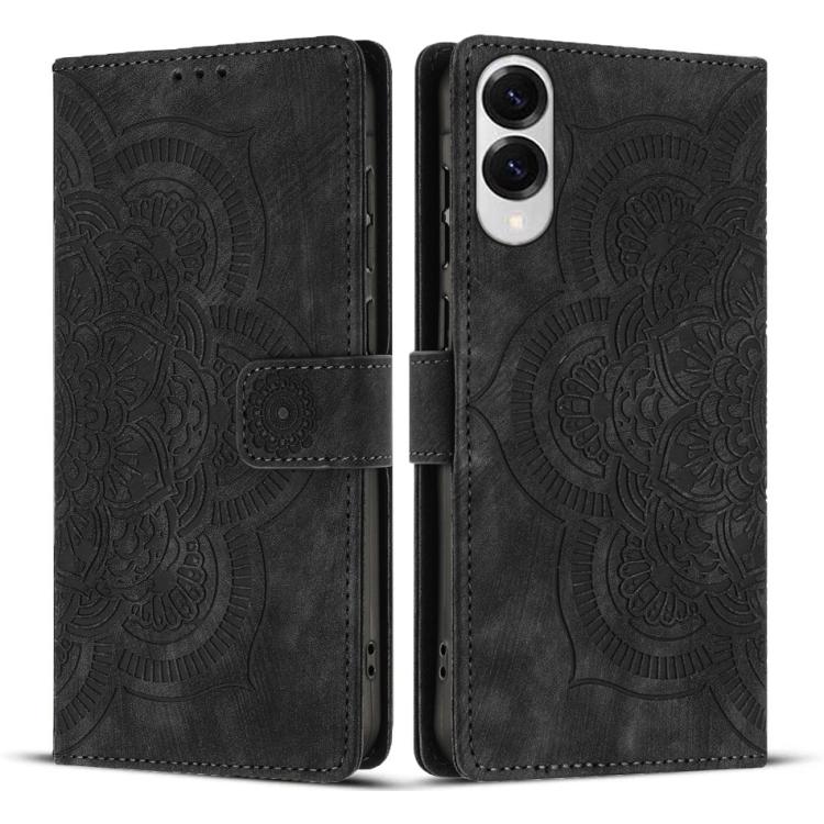 For Samsung Galaxy S25 Edge 5G Mandala Embossed Retro Frosted Leather Phone Case(Black) — купить у Sunsky-online WW