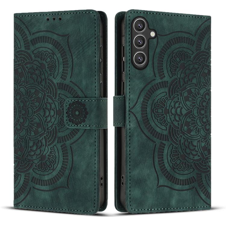 

For Samsung Galaxy S24 5G Mandala Embossed Retro Frosted Leather Phone Case(Green)